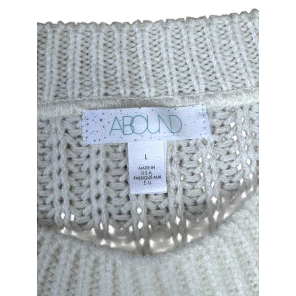 Abound Cable Knit Sweater Women’s Large Cream White Pullover Textured Knit USA - Picture 3 of 6